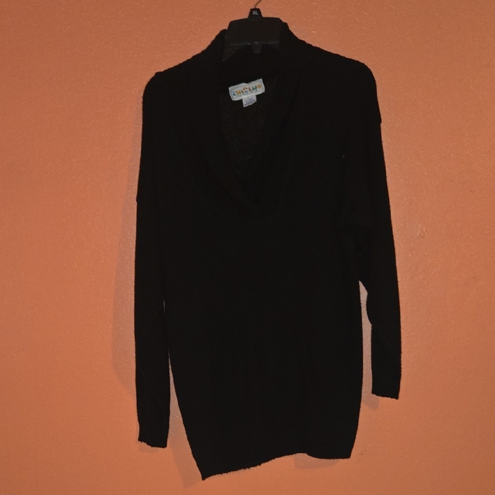 Amilano Women's Elegant Black Cowl Neck Sweater